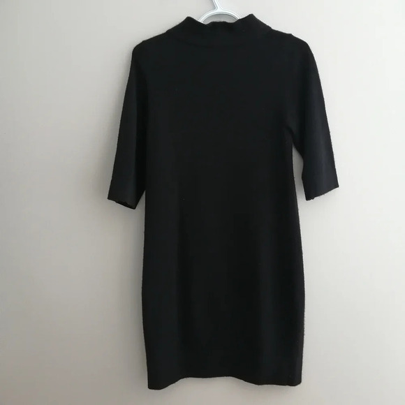 Vince 100% Cashmere Black Sweater Mini Dress with Mockneck and Ruched Front XS - Picture 5 of 17